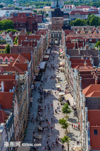 欧洲历史文化名城格但斯克城市风光