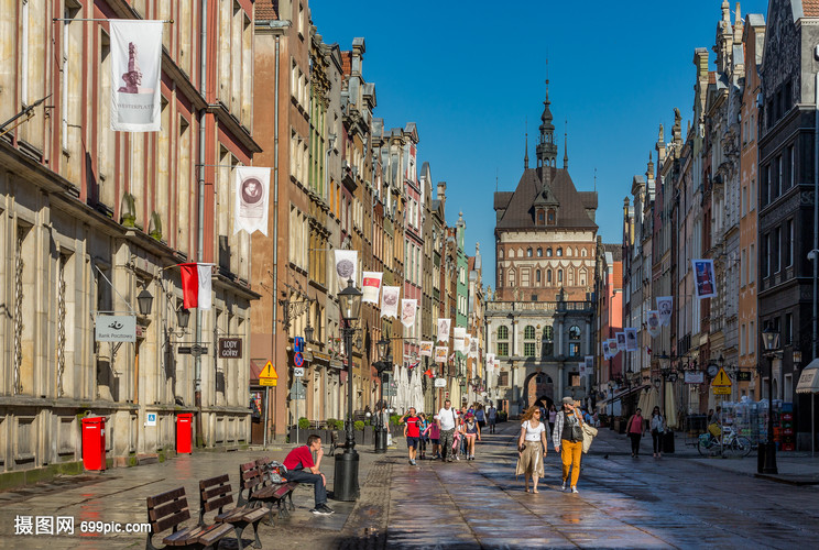 波兰旅游城市格但斯克城市风光