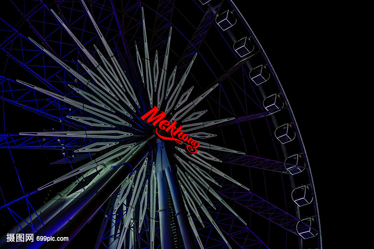 曼谷河畔夜市亚洲夜市摩天轮