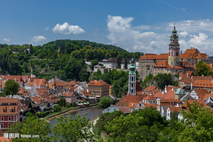 欧洲著名旅游城市捷克克鲁姆洛夫风光