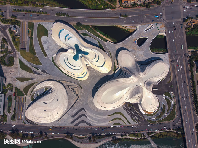 俯瞰湖南长沙梅溪湖大剧院