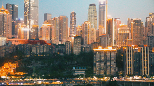 重庆高楼夜景航拍视频素材