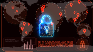 黑客加密红色数字科技大数据锁被世界地图上的雷达探测视频素材