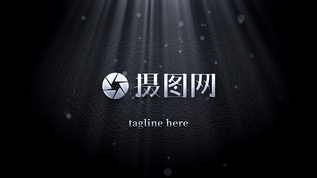 黑暗背景中缥缈粒子烟雾揭示出金属质感logo标志的AE模板视频素材