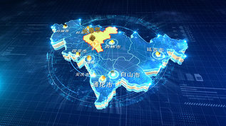 三维科技区位吉林省地图AE模版视频素材