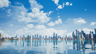 蓝天白云下的城市视频素材