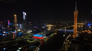 4k高清航拍广州珠江夜景城市夜景视频素材