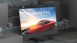 简洁汽车网站界面三维电脑场景品牌宣传展示视频素材