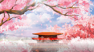 4k日本浪漫樱花房屋背景视频素材