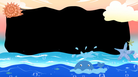 4k卡通蓝色海洋边框带通mov视频