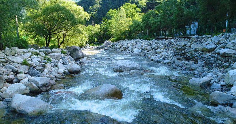西安丰裕口河流航拍