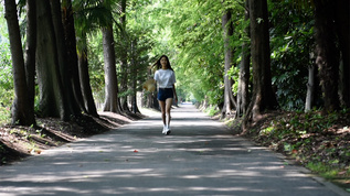 林间女孩漫步高速视频视频素材