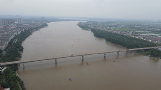 湖南湘江洪水自然风光航拍视频素材