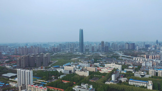 航拍武汉城市中央商务区世贸金融中心写字楼视频素材