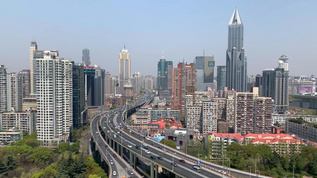 上海城市风光与城市交通延时视频视频素材