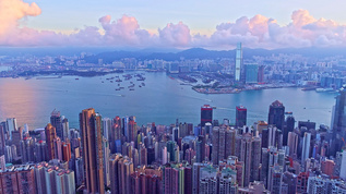 香港cbd维多利亚港湾航拍视频素材