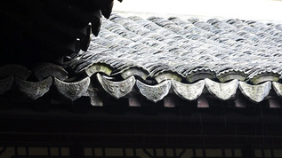 徽派建筑下雨的特写场景视频素材