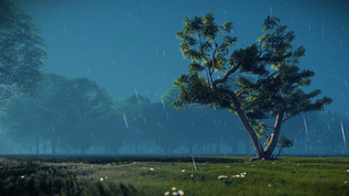 雨中小树三维风光背景视频素材