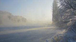 新疆温泉雾凇视频素材
