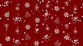 圣诞树雪人雪花和圣诞球的圣诞背景图案视频素材