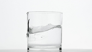 在有水的杯子里加入冰块视频素材