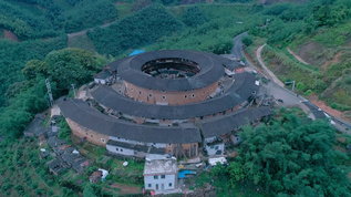 福建土楼鸟瞰航拍视频素材