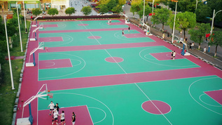 航拍校园设施篮球场视频素材