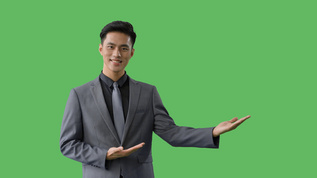 4k绿幕合成抠像商务男性双手展示动作视频素材