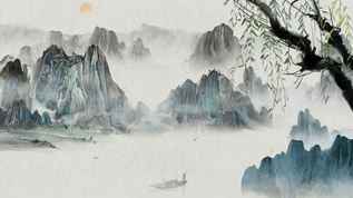 水墨山水中国风动画背景视频素材