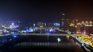 嘉陵江大桥夜景航拍视频素材