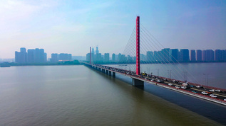 4K航拍杭州西兴大桥视频素材