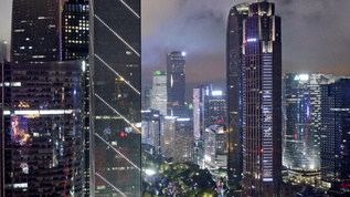 广州城市建筑夜景航拍视频素材