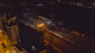 火车站夜景4K航拍视频素材