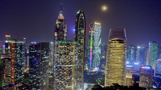 广州珠江新城夜景航拍视频素材