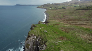 海岸悬崖海鸥飞舞航拍视频素材