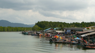 泰国树林旁的渔村的小船mov格式视频下载_正版视频编号3891300-摄图网
