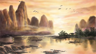 水墨山水画中国风背景视频素材
