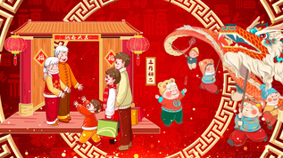 4K春节新年习俗插画背景视频视频素材