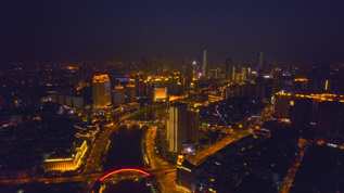 4K天津海河夜景城市风光航拍视频视频素材