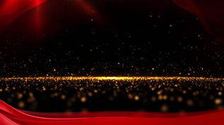 金色粒子飘带红色改革背景视频素材