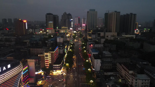 城市夜幕降临夜景灯光航拍视频视频素材