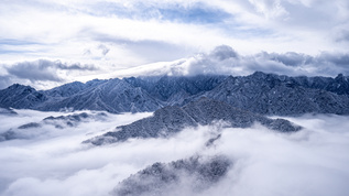 8K雪中雾凇秦岭山顶云海延时视频素材