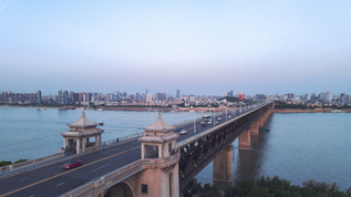 航拍风光城市武汉地标长江大桥桥头堡江景黄鹤楼4k素材视频素材