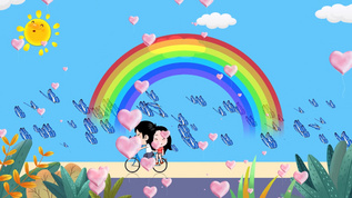 浪漫卡通骑行led背景视频视频素材
