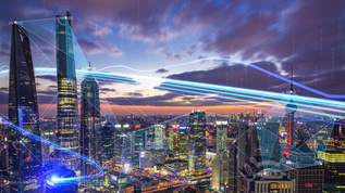 上海夜景科技粒子光线视频素材