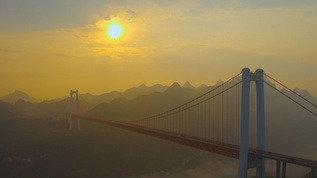 贵州航拍日出湖陵河大桥视频素材