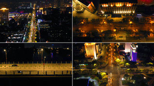 4K城市夜景交通航拍视频素材
