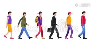 穿着不同的日常服装走路的卡通人物mov格式视频下载_正版视频编号201827-摄图网