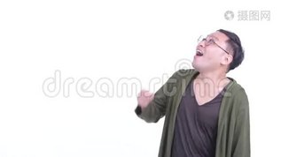 快乐的日本男人，戴着眼镜，看上去很兴奋mov格式视频下载_正版视频编号1196779-摄图网