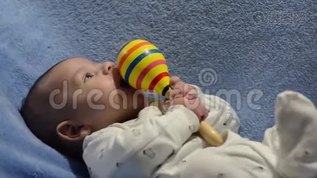 大树几个月大的刚出生的小男孩抱着马拉卡斯想咬它mp4格式视频下载_正版视频编号1204952-摄图网